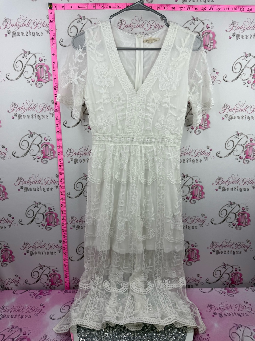 Rebellion dress White Embroidered V-Neck Maxi Dress